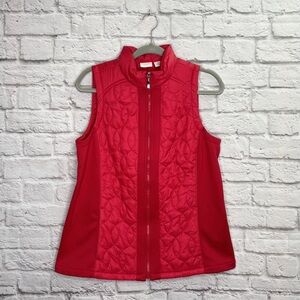 Weekends by Chicos Womens Puffer Vest Size 1 (M - 8) Sleeveless Full Zip Pockets